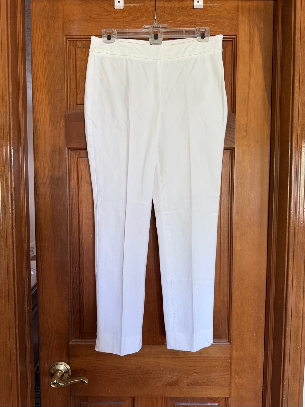 Talbots White Slim Pull-On Ankle Pants